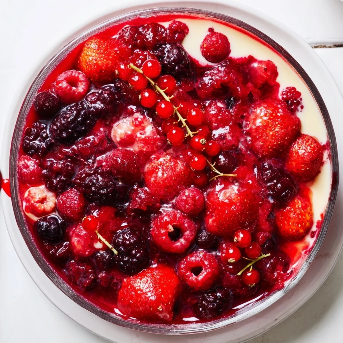 Rote Grütze Beeren Dessert