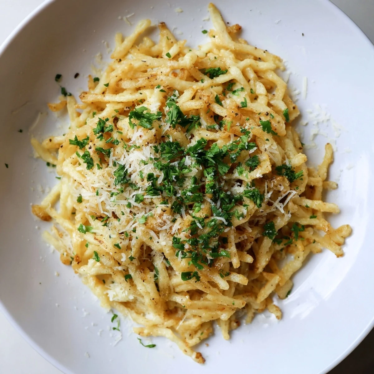 Crispy golden air fryer German spätzle, a delicious quick side dish ready in minutes.