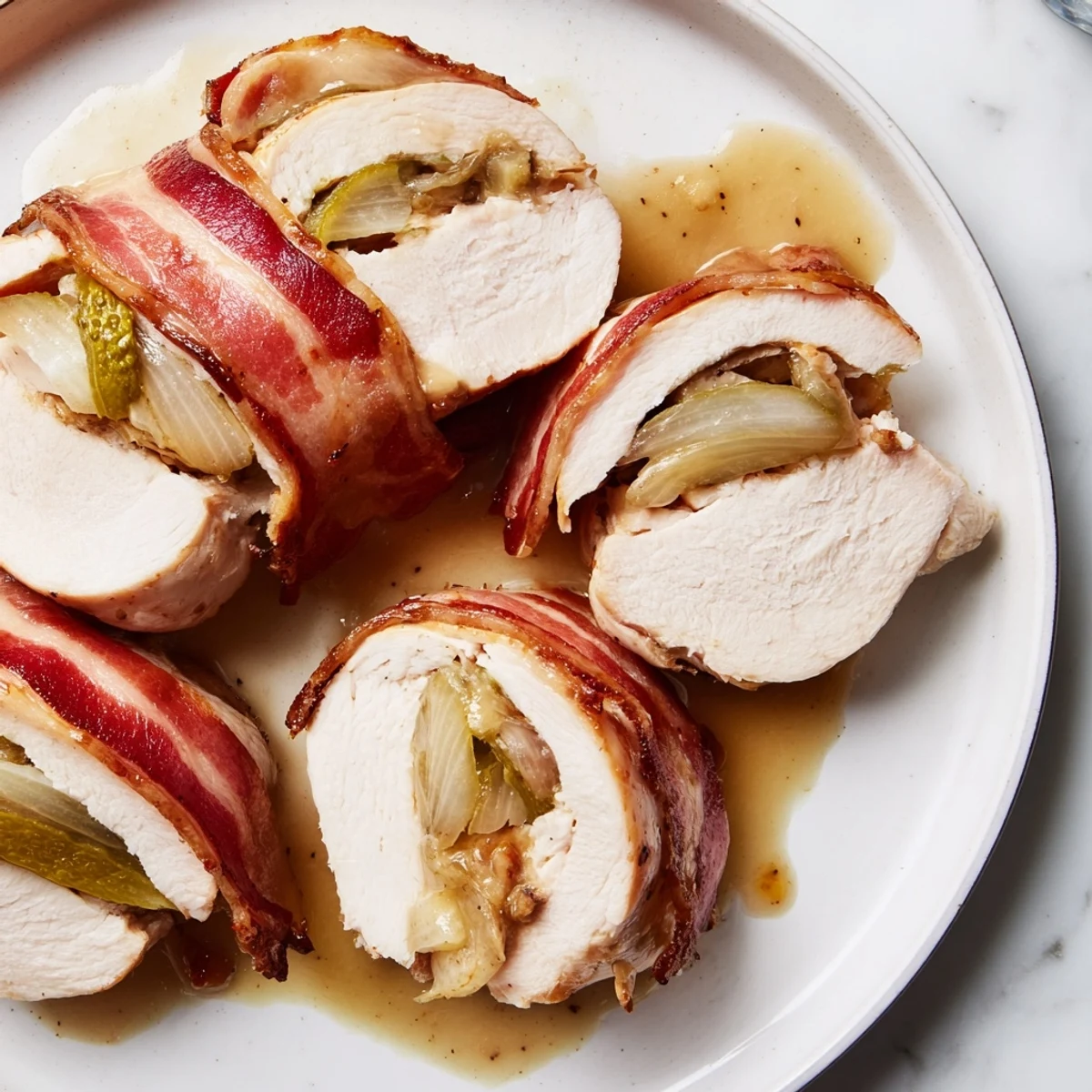 Quick Chicken Rouladen rolls, beautifully browned and juicy, ready to serve with a rich, savory sauce.