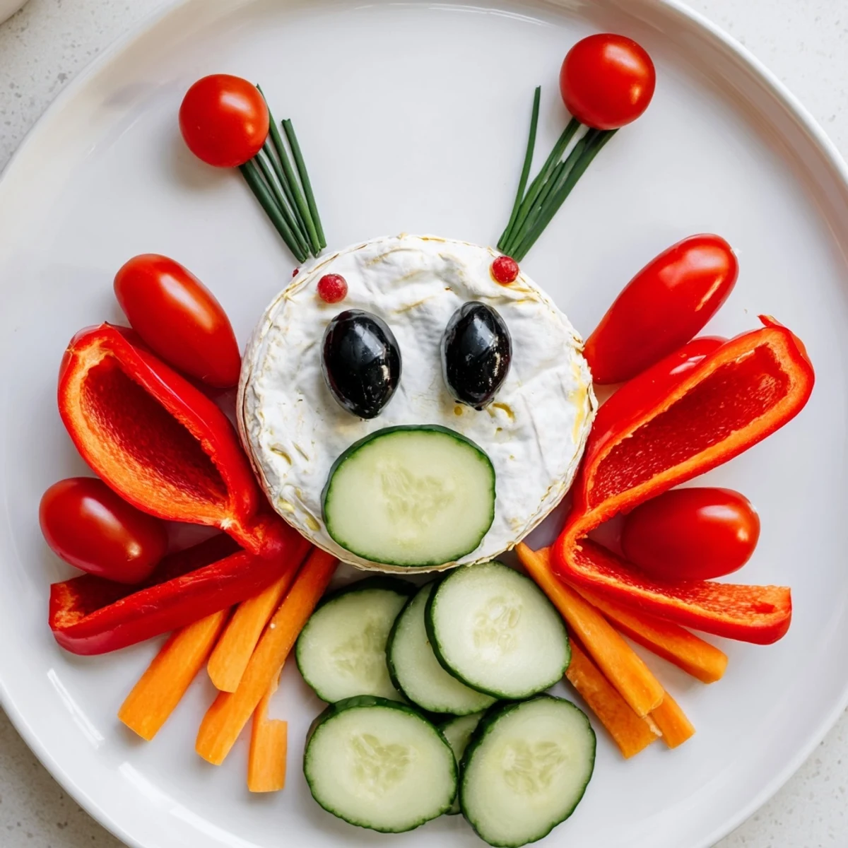 A whimsical Coccinelle Amusante Planche Pique-Nique with ladybug wings of red bell pepper is ready to eat.