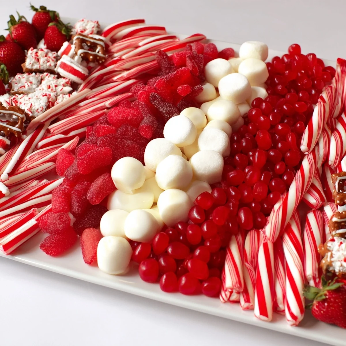 Rote weiße Süßigkeiten Tafel