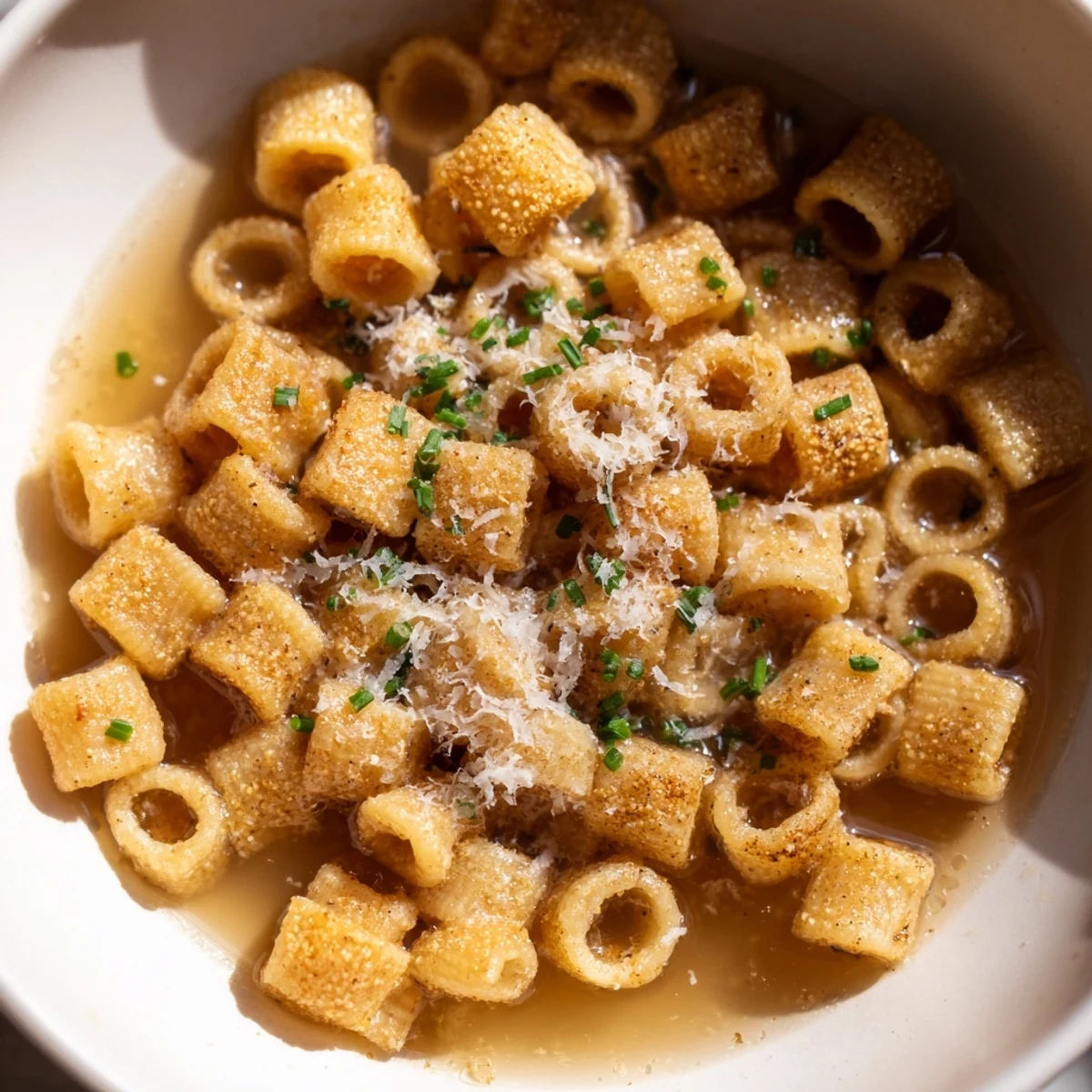 Pasta Chips Parmesan Brühe