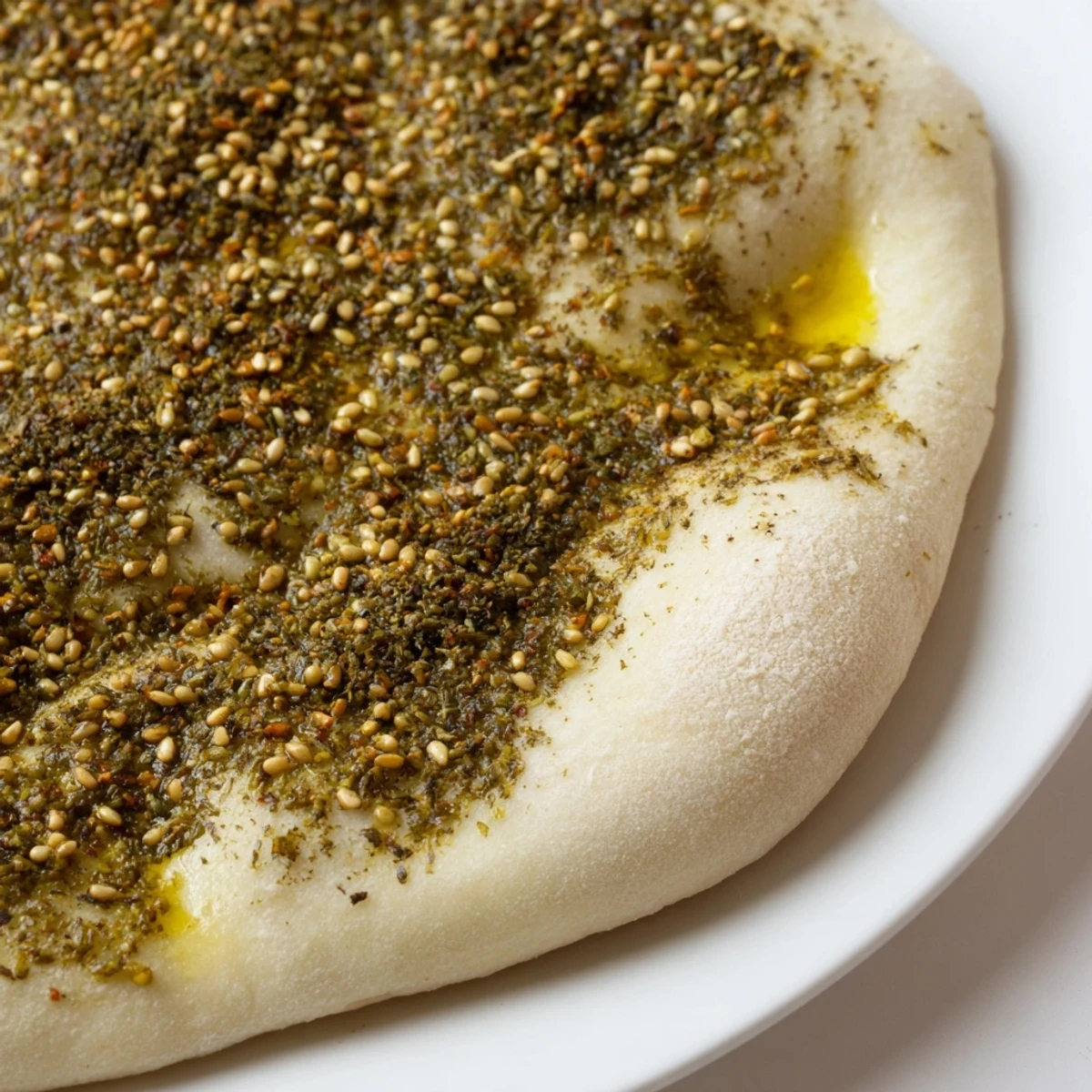 Golden, crispy Levantine Zaatar Bread topped with fragrant zaatar spice, ready to serve warm.