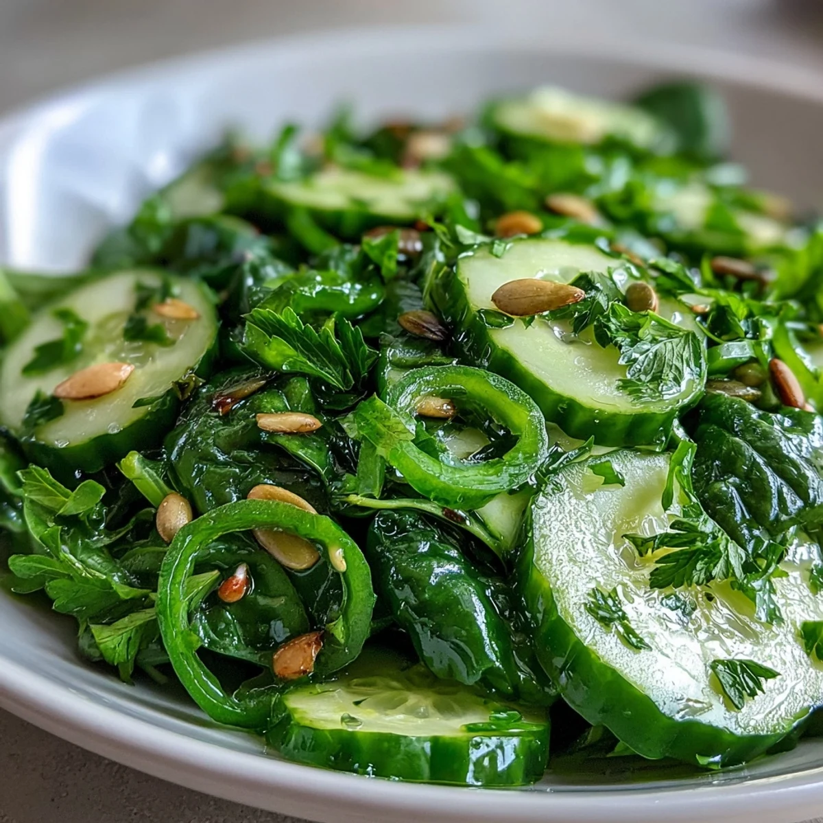 Einzigartiger Glänzender Grüner Salat mit feinen Kräutern, perfekt für einen leichten Lunch.