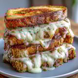 Herzhaftes Triple-Cheese-Sauerteig-Grillkäse-Sandwich, perfekt für gemütliche Mahlzeiten.