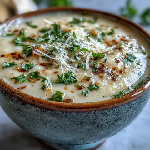 White Bean and Parmesan Soup simmering in a pot with aromatic vegetables and a wooden spoon.