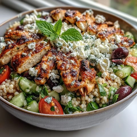 Mediterrane Perlen Couscous Hühnchen Schalen