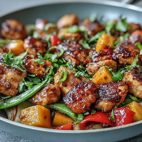 Mango Kurkuma Hähnchen Pfanne