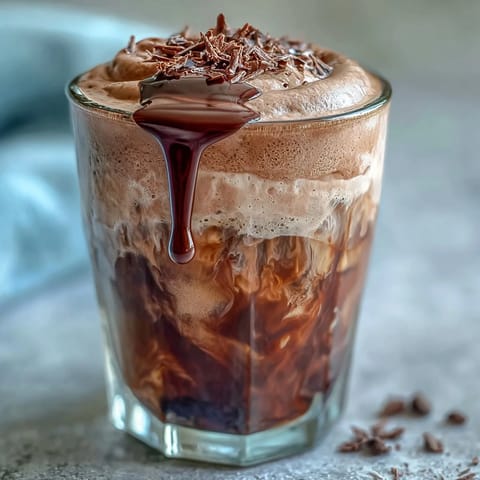 Erfrischender Kaltkaffee mit köstlicher, samtiger Schokoladen-Sahne für den Nachmittag.