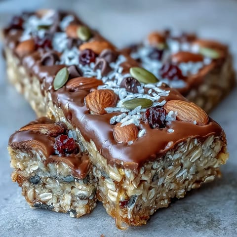 Hausgemachte nutzfreie Honig-Haferflocken-Riegel, goldbraun und zäh, zum Genießen.
