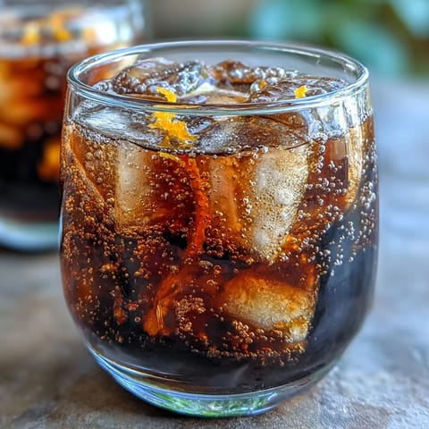 1. Kalter Kaffee Tonic mit Orangenzeste - erfrischender Sommerdrink mit kaltem Kaffee, Tonic Water und fruchtiger Orangenschale.  