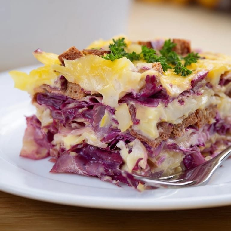 Herzhaftes deutsches Rotkohlauflaufrezept, ideal als Gerichte für Familienfeiern.