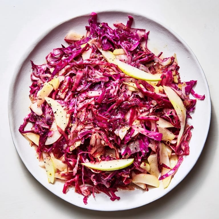 Freshly cooked Sweet & Sour Bavarian Red Cabbage and Apple side, ready to serve with a hearty meal.