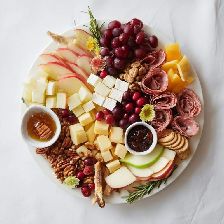 This colorful Maple Leaf Grazing Tray, laden with savory and sweet treats, is perfect for entertaining.