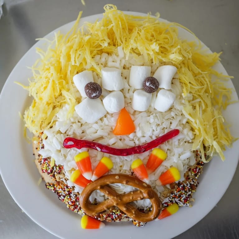An edible Scarecrow Candy Platter with a smiling face, ideal for Halloween parties, fully described.