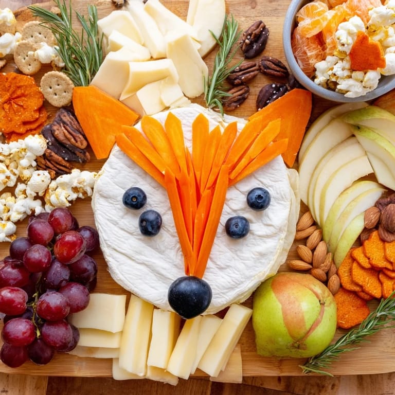 A festive Whimsical Fox Fall Treat Board, a delicious snack board for friends and family gatherings.