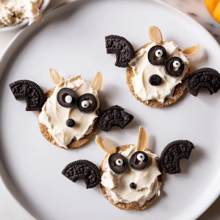Festive Flying Bat Halloween Snack Board, featuring sweet and savory bat treats with colorful veggies.