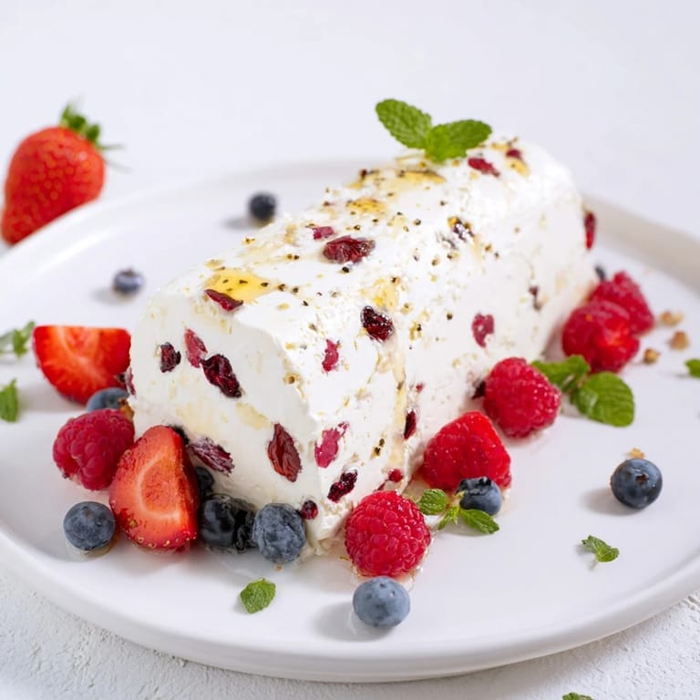 Fresh berries surround the rich Cranberry & Goat Cheese Log, perfect for dipping with crackers.