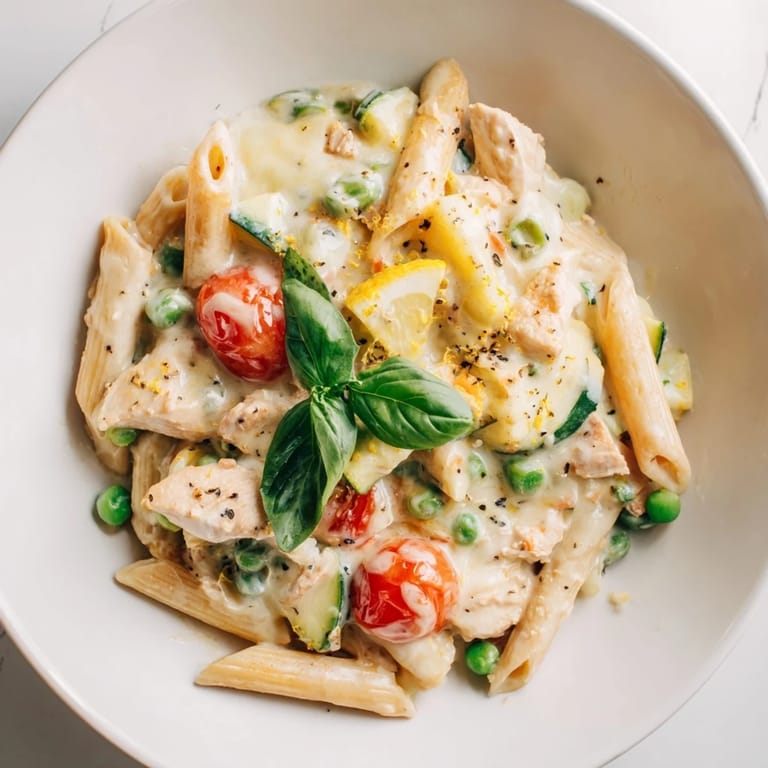 Golden chicken pieces top The Last Bite Chicken Pasta, a flavorful dish perfect for weeknight meals.