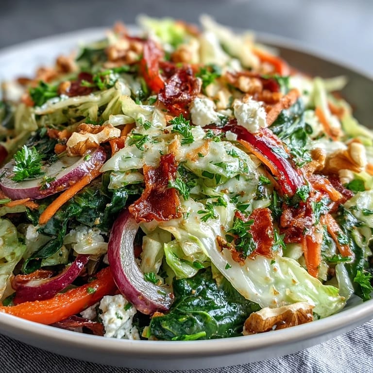 Nahaufnahme des sautierten Kohlsalats mit knusprigen Walnüssen und Krümeln von Feta auf dem modernen Teller.