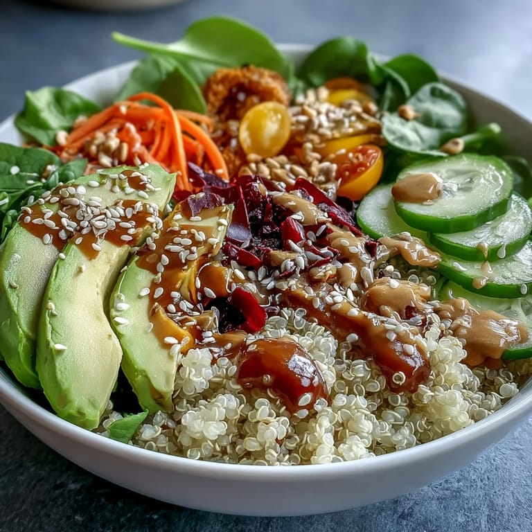 Gesunde Rainbow Buddha Bowl Option für ein leichtes Mittagessen oder Abendessen.