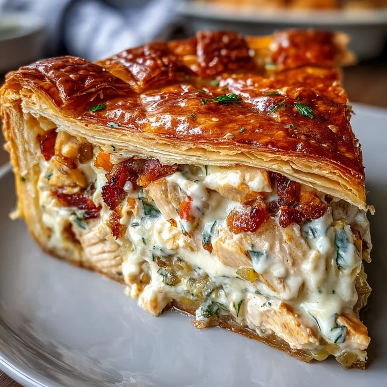 Dieses britische Chicken and Leek Pie mit knuspriger Blätterteigkruste und cremiger Füllung aus Hähnchen, Lauch und Speck ist das ultimative Comfort Food für gemütliche Abende. Das Rezept erklärt Schritt für Schritt die Zubereitung des herzhaften Auflaufs. Perfekt für Familienessen und gemütliche Dinner.