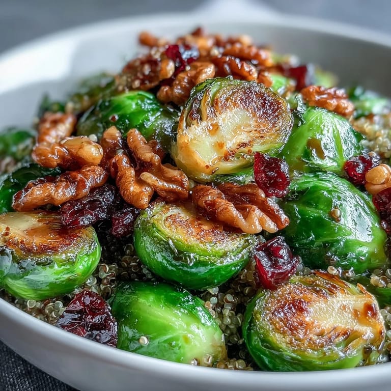 Ein leckerer Roasted Brussels Sprouts Bowl mit goldbraunen Röstaromen, zarten Zwiebeln und einer würzigen Balsamic-Vinaigrette, perfekt für ein gesundes Abendessen.