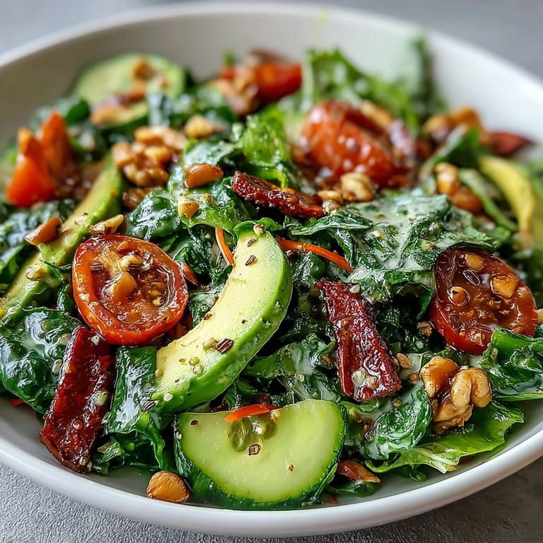 Frischer Mixed Greens Power Bowl mit Avocado, bunten Tomaten und einem zitronigen Olivenöl-Dressing.