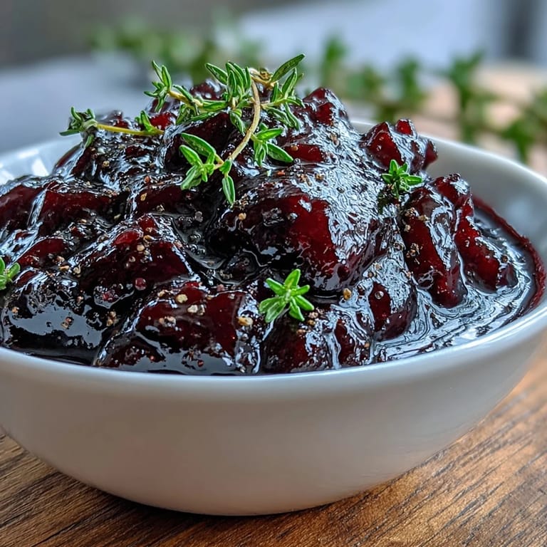 Black Currant Glaze drizzled on roasted root vegetables, deep purple shine and tangy-sweet aroma for dinner.