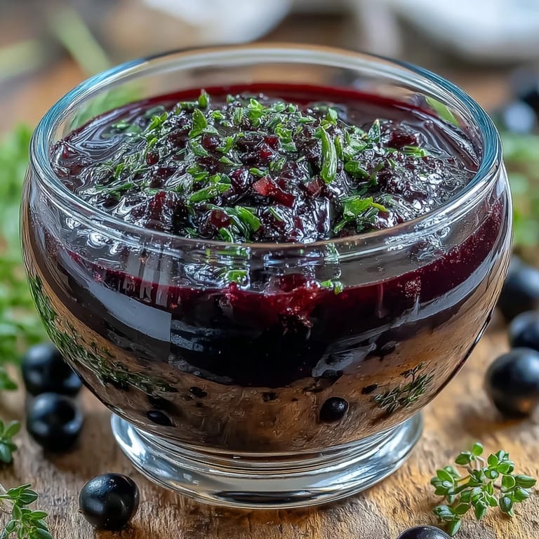 Rote Vinaigrette in einem Glas mit Löffel neben einer Schale Nuss-Salat fürs Abendessen.