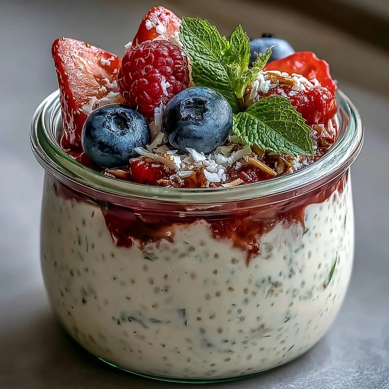 Nährstoffreiche Chia-Pudding-Tassen mit gemischten Beeren, perfekt für schnelles Frühstück oder Snack.
