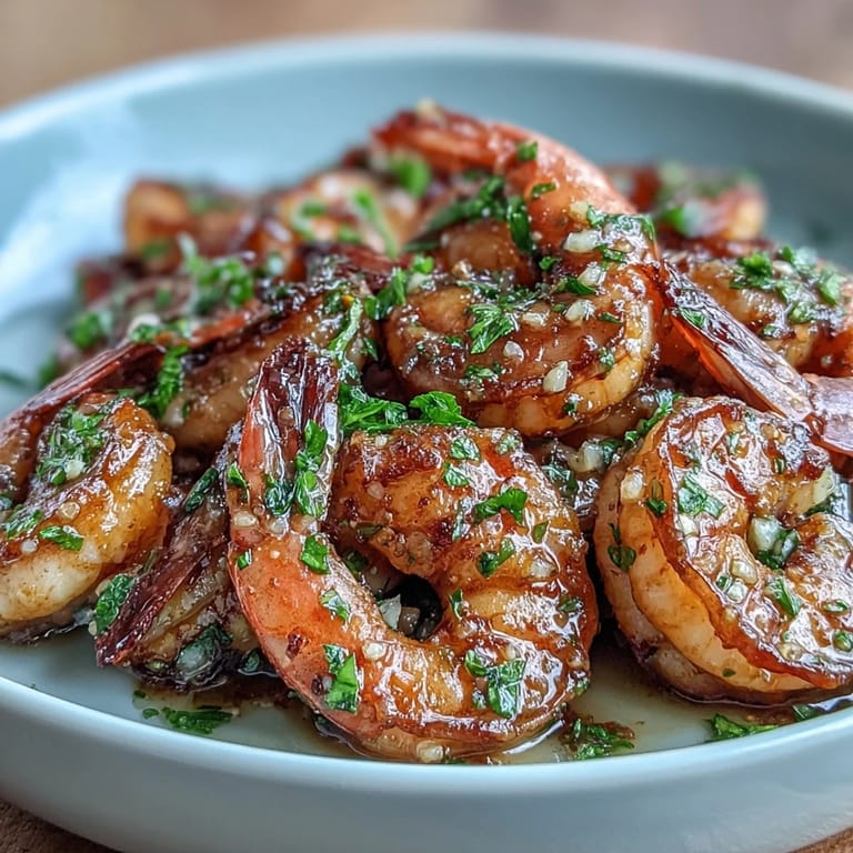 Saftige Garnelen in goldener Knoblauchbutter gebraten, serviert auf frischen Zucchini-Nudeln für ein leichtes, kohlenhydratarmes Abendessen.