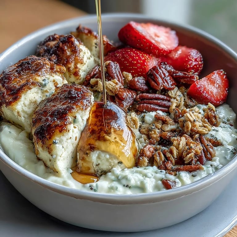 Cottage Cheese-Frühstücksbowl mit Erdbeeren und Granola – cremig, fruchtig und knusprig