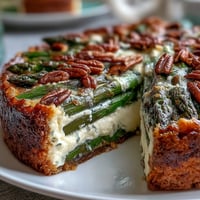 Knusprige Spring Asparagus Tart mit goldgelbem Blätterteig, cremiger Füllung und zartem Spargel.