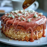 Zartrosa Rosé Velvet Cake mit fließendem Gold-Drip für besondere Anlässe.